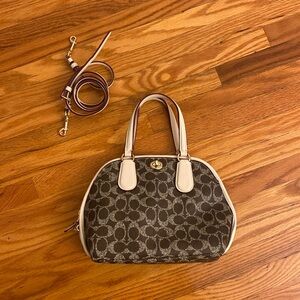 BNWOT Coach Signature Mini Prince Street Jacquard Satchel with Crossbody Strap